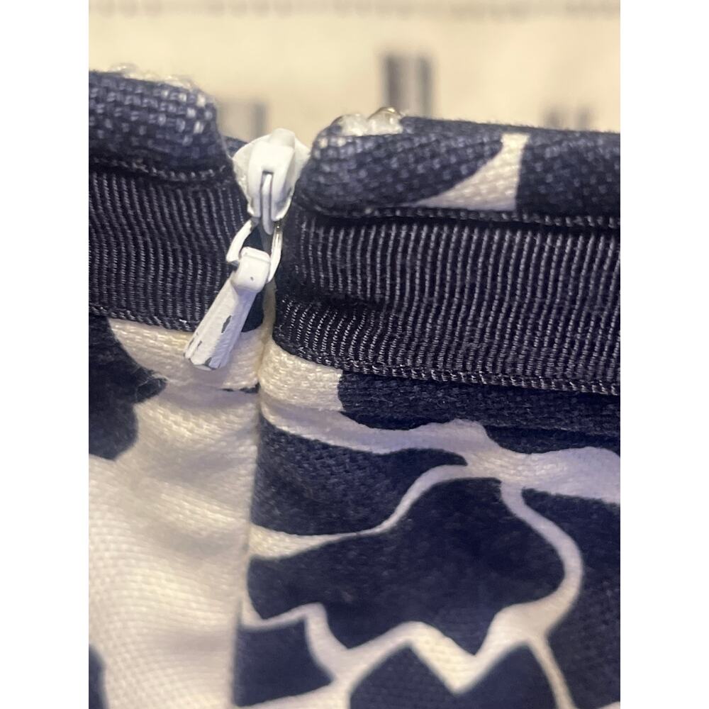 TORY BURCH PENCIL SKIRT SLITS PRINTED TWILL WALLPAPER FLORAL NAVY CREAM SZ US 6 - Picture 5 of 10